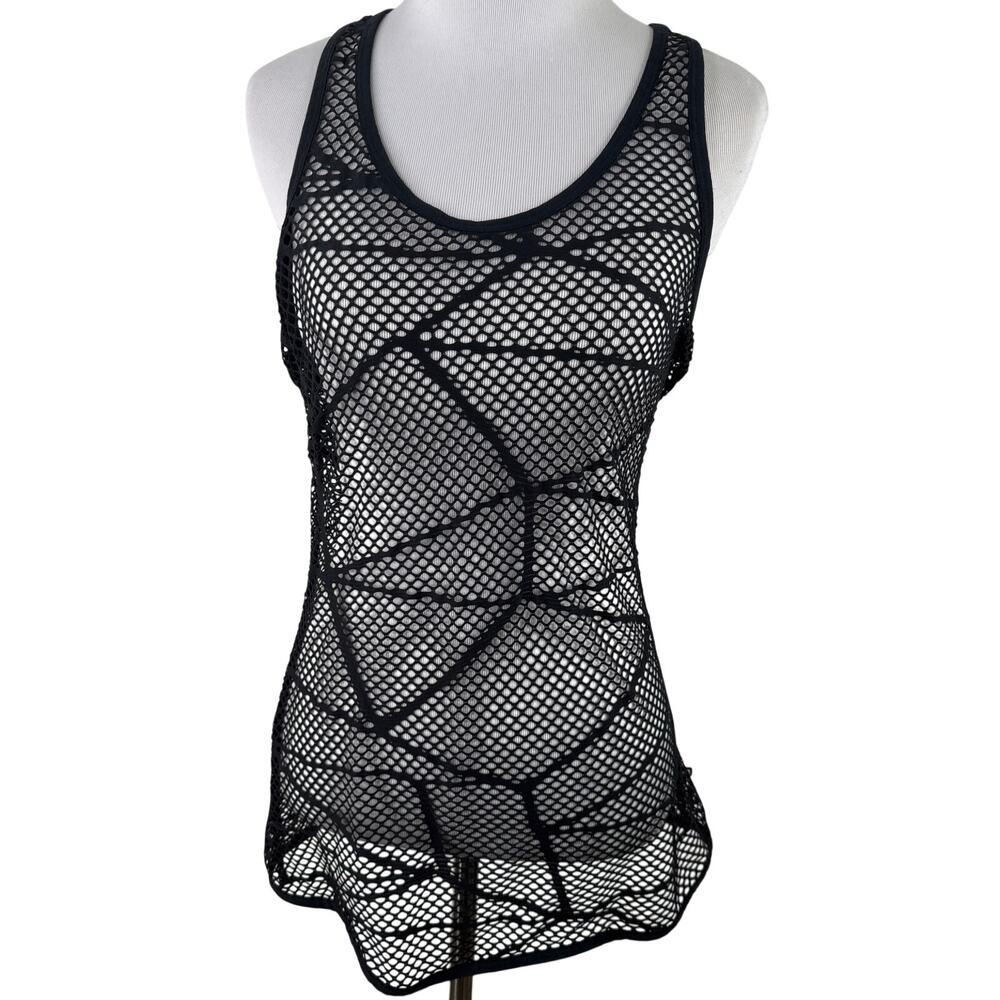 Fabletics Women's Black Fishnet Tank Top Shirt